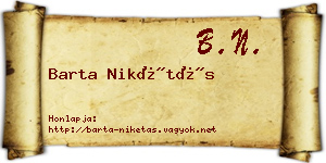 Barta Nikétás névjegykártya